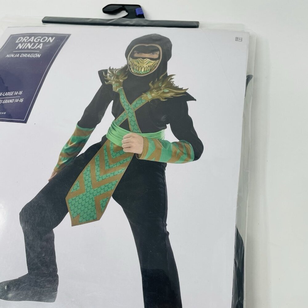 Dragon Ninja Youth Child Boys Size XL 14-16‎ Halloween Dress Up Costume Black - Picture 4 of 7